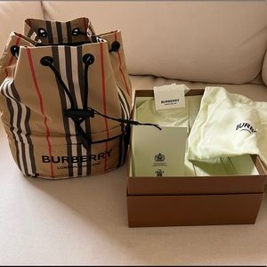 Burberry Icon Stripe ECONYL® Drawcord Pouch. New with tags. Dust bag included